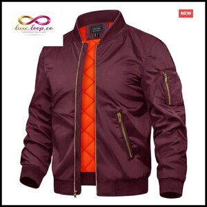 Men's Bomber Jacket Full Zip Windbreaker Padded Warm Casual Coats